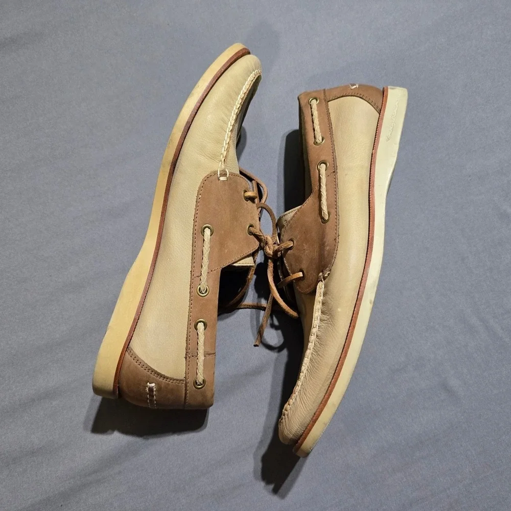 Tommy Bahama Brody Boat Shoes Mens 10 M Tan Brown Leather TFM00246-042